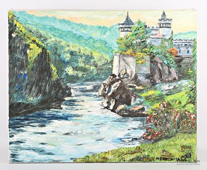 null FONTANILLE M. (XXth century)
Castle overlooking the river
Oil on canvas 
Signed...