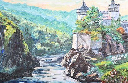 null FONTANILLE M. (XXth century)
Castle overlooking the river
Oil on canvas 
Signed...