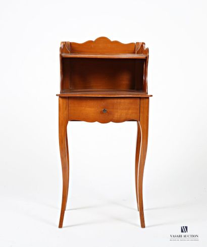 null Bedside table in fruit wood, the upper tray is hemmed on three sides of a full...