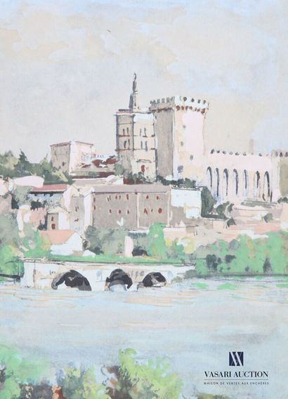 null French school early XXth century
View of Avignon
Watercolor
Signed lower right...