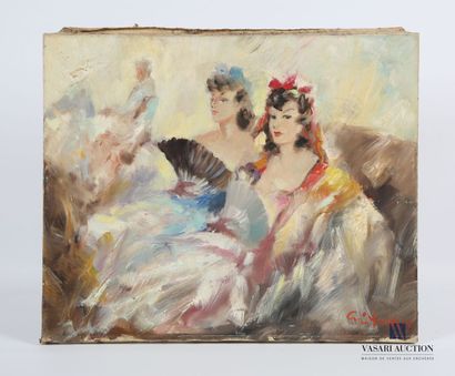null CRISTELLYS Vicente (1898-1970)
Femmes à l'éventail au concert
Huile sur toile
Signée...