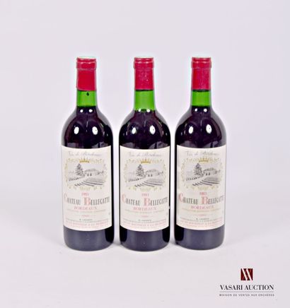3 bouteilles	Château BELLEGATTE	Bordeaux	1983
	Et....