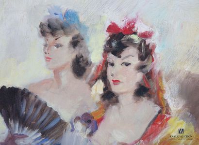 null CRISTELLYS Vicente (1898-1970)
Women with a fan at a concert
Oil on canvas
Signed...