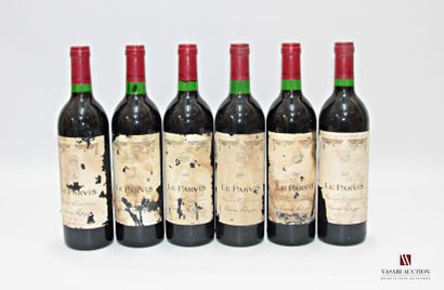 null 6 bottles LE PARVIS St Emilion mise neg. 1985
	Faded, stained and worn (legible)....