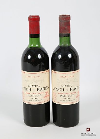 null 2 bouteilles	Château LYNCH BAGES 	Pauillac GCC	1973
	Et. un peu fanées et tachées....
