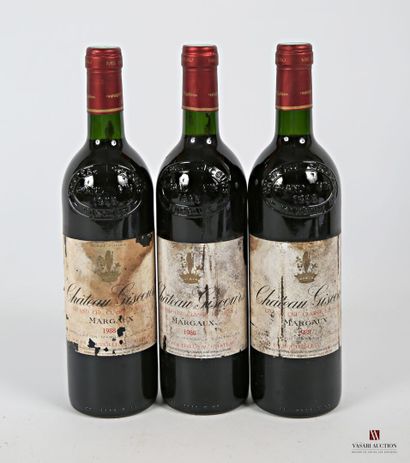 null *3 bouteilles	Château GISCOURS	Margaux GCC	1988
	Et. fanées, tachées, usées...