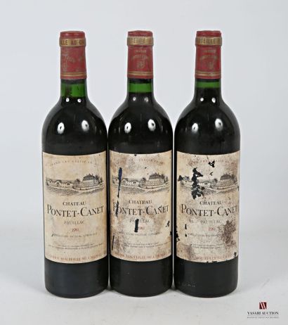 null *3 bouteilles	Château PONTET CANET	Pauillac GCC	1981
	Et. fanées, tachées et...