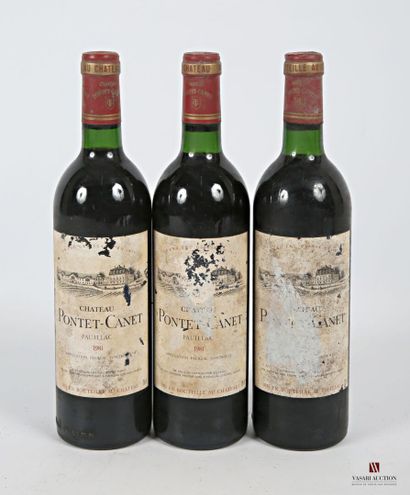 null *3 bouteilles	Château PONTET CANET	Pauillac GCC	1981
	Et. fanées, tachées et...