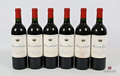 null *6 bouteilles	RÉSERVE DE LA COMTESSE	Pauillac	1998
	Et.: 5 à peine tachées,...