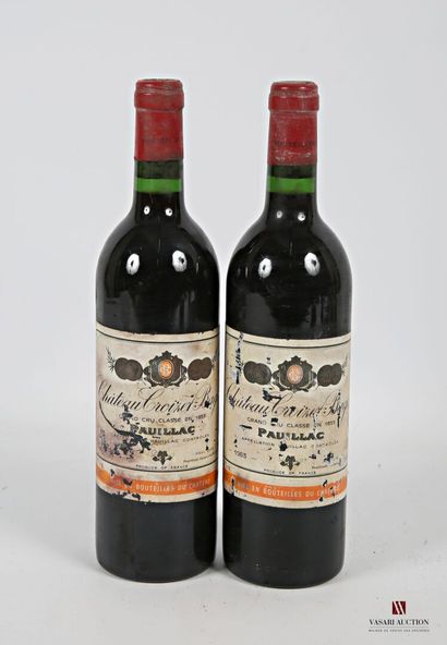 null *2 bouteilles	Château CROIZET BAGES	Pauillac GCC	1983
	Et. fanées, tachées et...