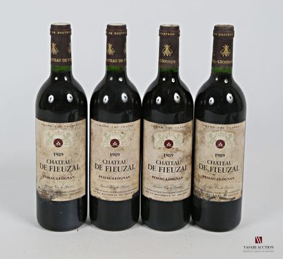null *4 bouteilles	Château de FIEUZAL	Graves GCC	1989
	Et. fanées et tachées. N :...