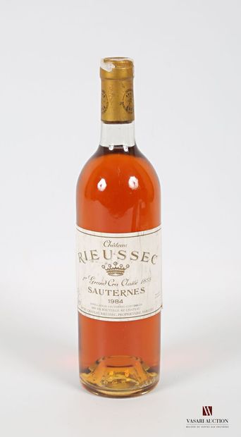 null 1 bouteille	Château RIEUSSEC	Sauternes 1er GCC	1984
	Et. tachée. N : bas goulot/...