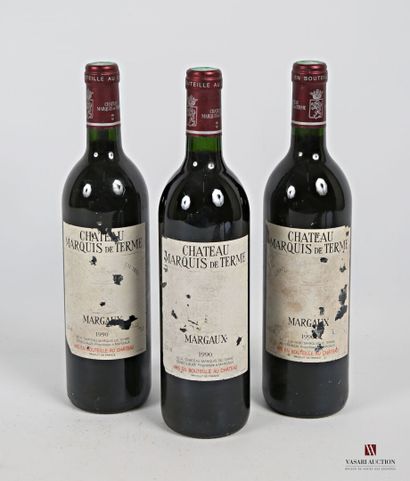 null *3 bouteilles	Château MARQUIS DE TERME	Margaux GCC	1990
	Et. fanées, usées et...