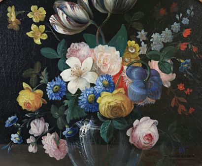 null GUILLAUMET 
Bouquet de fleurs sur un entablement
Huile sur toile à vue ovale
Signée...