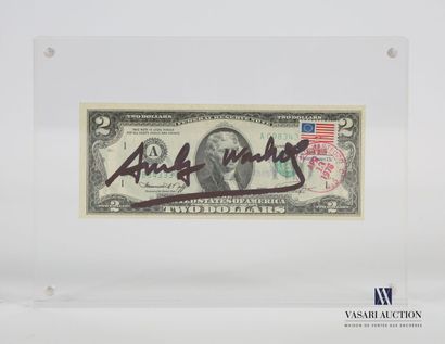 null WARHOL Andy (1928-1987) 
Billet de 2 Dollars signé en noir
Numéro de série :...