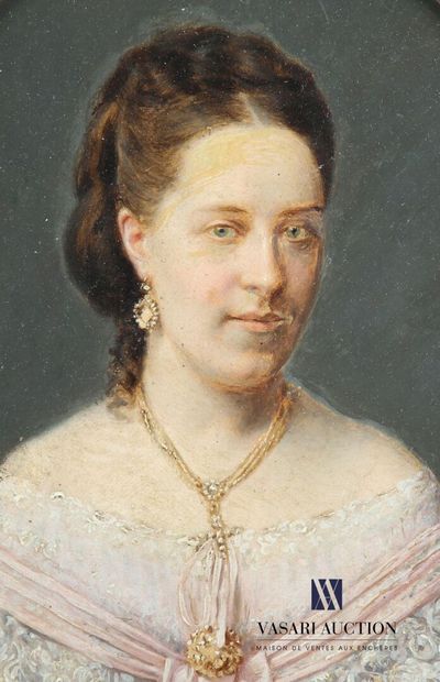 null CLAVEAU Eugène-Pierre(1820-1902)
Portrait de femme à la robe rose (présumée...