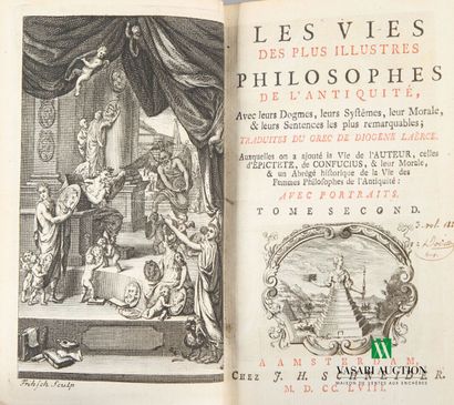 null LAERCE Diogène - Les vies des plus illustres philosophes de l'antiquité avec...