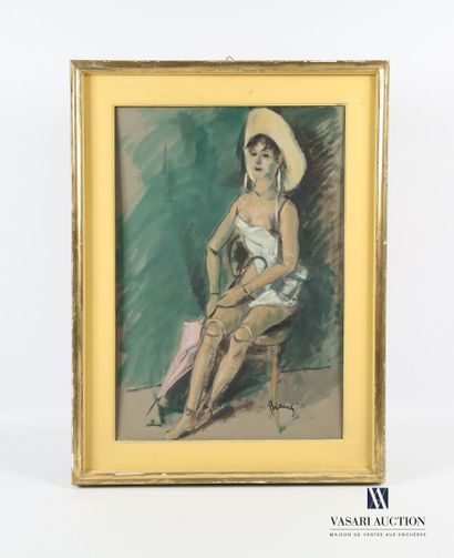 null BIANCHI Alberto (1882-1969)
Femme assise à l'ombrelle
Technique mixte sur isorel
Signée...
