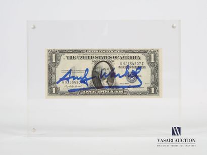 null WARHOL Andy (1928-1987) 
Billet de 1 Dollars signé en bleu
Numéro de série :...