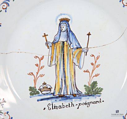 null NEVERS, XVIIIème siècle
Assiette patronymique en faïence figurant sainte Elisabeth,...