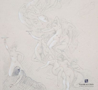 null APOUX Joseph (1846-1910)
Le tourbillon
Crayon et craie blanche sur papier
Titré...