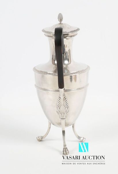 null Silver coffee pot (1819-1838) of baluster form resting on three cambered feet...