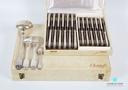 null CHRISTOFLE - ALFENIDE
Alfenide set with a handle decorated with nets and finished...