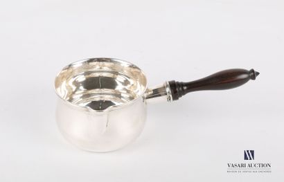 null Silver saucepan with pouring spout on a flat bottom, the body slightly flared,...