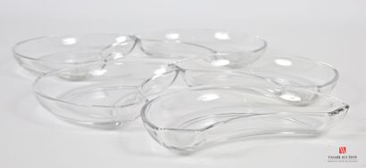 null VAL SAINT LAMBERT
Suite of five crystal ramekins in the shape of a crescent...