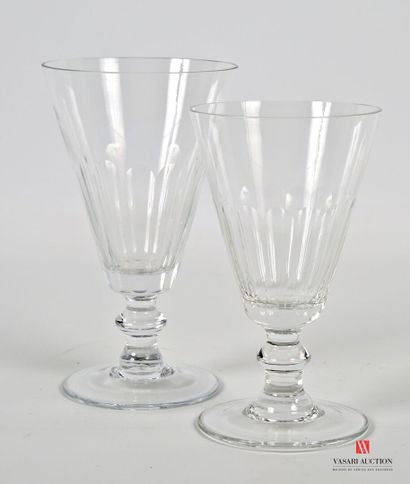null Part of glass service, the conical-shaped goblet is decorated with cut sides...