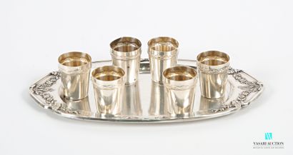 null Service with silver plated liquor, it includes a tray of presentation of oval...