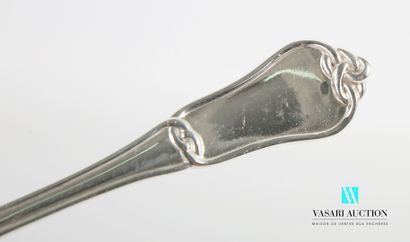 null Silver sauce spoon, the handle hemmed with nets is decorated with Gordian knots,...