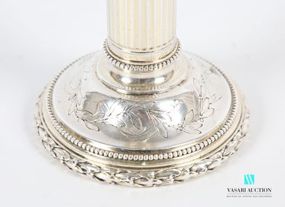 null Silver financier standing on a round base hemmed with laurel and pearl friezes,...