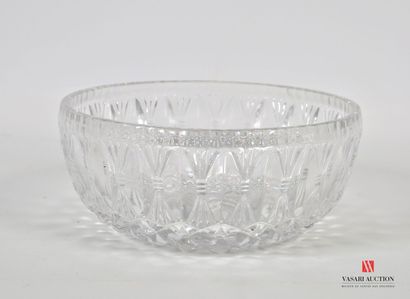 null Molded crystal bowl, the body decorated with diamond points, stylized draped...
