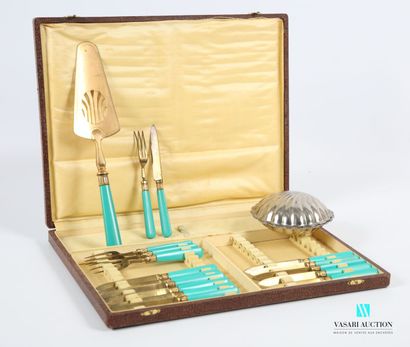 null Lot including a silver plated candy box in the shape of a scallop shell, twelve...