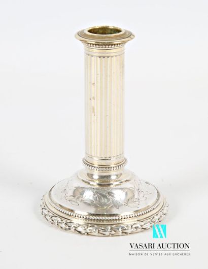 null Silver financier standing on a round base hemmed with laurel and pearl friezes,...