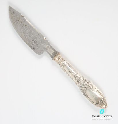 null Butter knife, the handle in filled silver 800 thousandths is hemmed with nets...