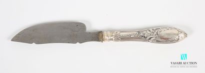 null Butter knife, the handle in filled silver 800 thousandths is hemmed with nets...