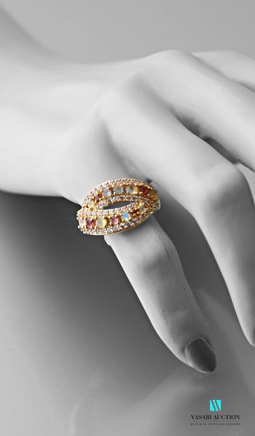 null Vermeil ring with intertwined and openwork bodies set with opals, tourmalines...