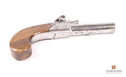 null Flintlock pocket pistol transformed percussion, round barrel of 4 cm, stamped...