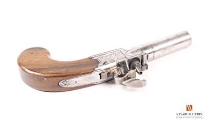 null Flintlock pocket pistol transformed percussion, round barrel of 4 cm, stamped...