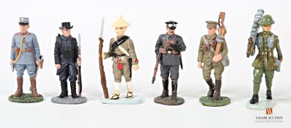 null Soldats de plomb 75 mm polychromes CBG Hachette, pionnier allemand, mitrailleur...