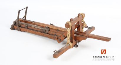 null Tower crossbow, model of the 11th century siege engine, waxed wooden frame and...