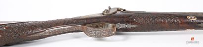 null Fusil de vénerie, canons en table Damas de 47 cm, marqué sur la bande en lettres...