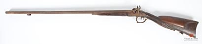 null Fusil de chasse à percussion, canons en table de 81 cm, platines signées Brontel...