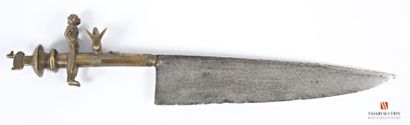 null Couteau sacrificiel de Chef Bara, lame droite de 26,5 cm, à dos niellé et gravé,...
