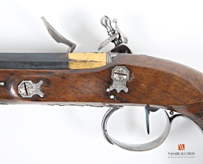 null Flintlock pistol, octagonal barrel of 16,2 cm, slightly tromblonné with the...