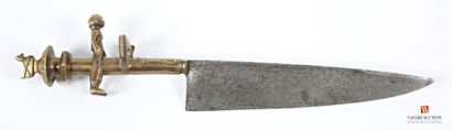 null Couteau sacrificiel de Chef Bara, lame droite de 21 cm, à dos niellé et gravé,...