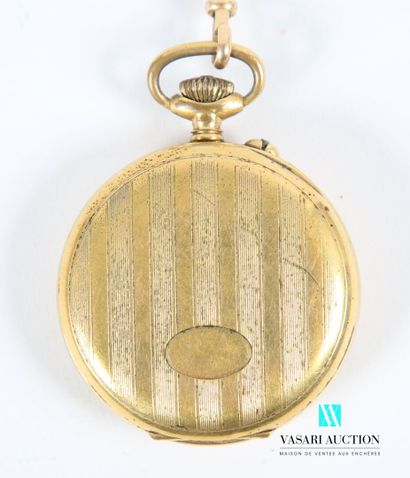null A gilt metal pocket watch with a Roman numeral dial for the hours and a subsidiary...