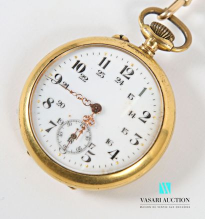 null Une montre de gousset en métal doré le cadran à chiffres romain pour les heures,...